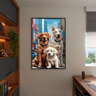 Quadro Decorativo Animais Casal De Cachorros E Um Filhote Com