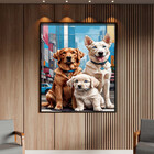 Quadro Decorativo Animais Casal De Cachorros E Um Filhote Com