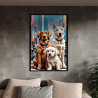 Quadro Decorativo Animais Casal De Cachorros E Um Filhote Com