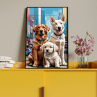 Quadro Decorativo Animais Casal De Cachorros E Um Filhote Com