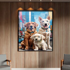 Quadro Decorativo Animais Casal De Cachorros E Um Filhote Com