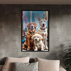 Quadro Decorativo Animais Casal De Cachorros E Um Filhote Com