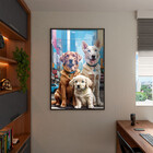 Quadro Decorativo Animais Casal De Cachorros E Um Filhote Com