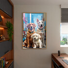 Quadro Decorativo Animais Casal De Cachorros E Um Filhote Com