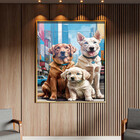 Quadro Decorativo Animais Casal De Cachorros E Um Filhote Com