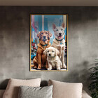 Quadro Decorativo Animais Casal De Cachorros E Um Filhote Com