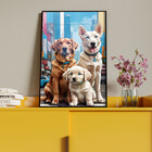 Quadro Decorativo Animais Casal De Cachorros E Um Filhote Com