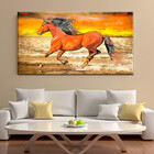 Quadro Decorativo Animais Cavalo A Beira Mar - 200x100 Cm