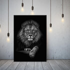 Quadro Decorativo Animais Conquer Of The Jungle Lion Black -