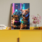 Quadro Decorativo Animais Cyber Future Dachshund Com Moldura