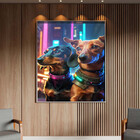Quadro Decorativo Animais Cyber Future Dachshund Com Moldura