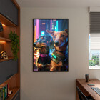 Quadro Decorativo Animais Cyber Future Dachshund Com Moldura