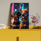 Quadro Decorativo Animais Cyber Future Dachshund Com Moldura