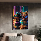 Quadro Decorativo Animais Cyber Future Dachshund Com Moldura