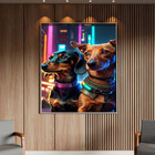 Quadro Decorativo Animais Cyber Future Dachshund Com Moldura