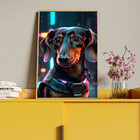 Quadro Decorativo Animais Dachshund Com Moldura Dourada - 120