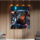 Quadro Decorativo Animais Dachshund Com Moldura Dourada - 200