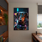 Quadro Decorativo Animais Dachshund Com Moldura Preto- 200x12