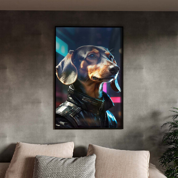 Quadro Decorativo Animais Dachshund Fashion Com Moldura E Vid