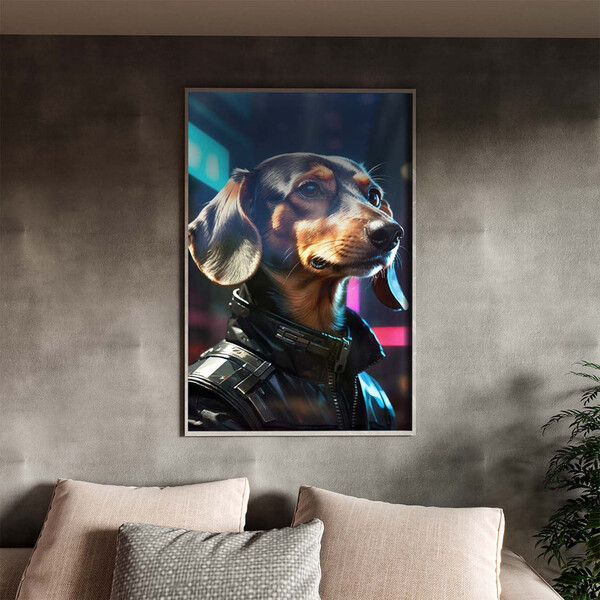 Quadro Decorativo Animais Dachshund Fashion Com Moldura E Vid