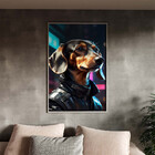 Quadro Decorativo Animais Dachshund Fashion Com Moldura Prata
