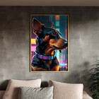 Quadro Decorativo Animais Dachshund Usando Coleira Com Moldur