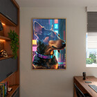 Quadro Decorativo Animais Dachshund Usando Coleira Com Moldur