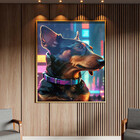 Quadro Decorativo Animais Dachshund Usando Coleira Com Moldur