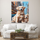 Quadro Decorativo Animais Dois Golden Retriever - 150x100 Cm