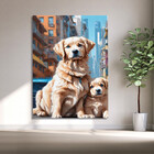 Quadro Decorativo Animais Dois Golden Retriever - 150x100 Cm
