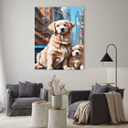 Quadro Decorativo Animais Dois Golden Retriever - 150x100 Cm