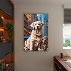 Quadro Decorativo Animais Dois Golden Retriever Com Moldura D