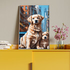 Quadro Decorativo Animais Dois Golden Retriever Com Moldura P