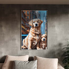Quadro Decorativo Animais Dois Golden Retriever Com Moldura P