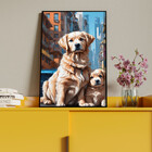 Quadro Decorativo Animais Dois Golden Retriever Com Moldura P