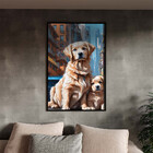 Quadro Decorativo Animais Dois Golden Retriever Com Moldura P