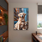 Quadro Decorativo Animais Dois Golden Retriever Com Moldura P
