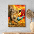 Quadro Decorativo Animais Elemental Rhino - 120x60 Cm