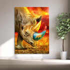 Quadro Decorativo Animais Elemental Rhino - 150x80 Cm