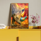 Quadro Decorativo Animais Elemental Rhino Com Moldura E Vidro