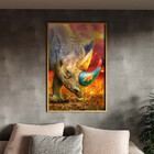 Quadro Decorativo Animais Elemental Rhino Com Moldura E Vidro