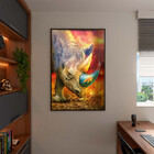 Quadro Decorativo Animais Elemental Rhino Com Moldura E Vidro