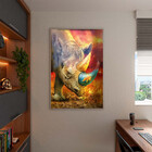 Quadro Decorativo Animais Elemental Rhino Com Moldura E Vidro