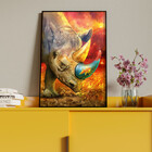 Quadro Decorativo Animais Elemental Rhino Com Moldura E Vidro