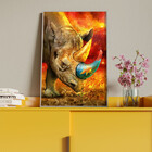 Quadro Decorativo Animais Elemental Rhino Com Moldura Prata -