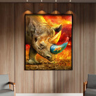 Quadro Decorativo Animais Elemental Rhino Com Moldura Preto -