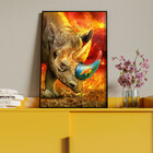 Quadro Decorativo Animais Elemental Rhino Com Moldura Preto -