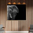 Quadro Decorativo Animais Elephant Black And White Com Moldur