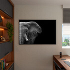 Quadro Decorativo Animais Elephant Black And White Com Moldur