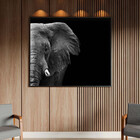 Quadro Decorativo Animais Elephant Black And White Com Moldur